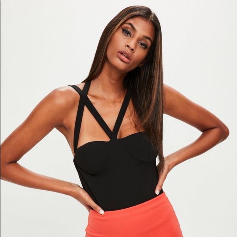 Black Strappy Corset Bodysuit